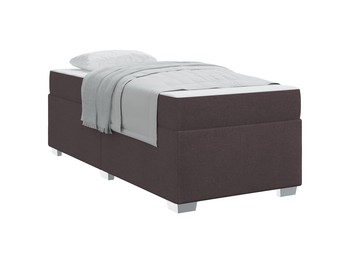 Maison Exclusive - Estructura De Cama Con Colchón Marrón Oscuro 100 X 200 Cm Tela