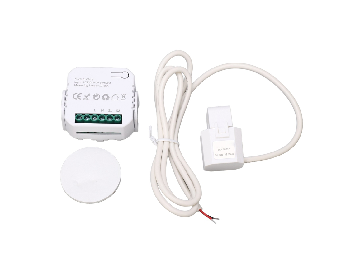 Monitor de energia Veloriskku-WiFi, medidor de eletricidade inteligente monofásico com garra, consumo de energia 100-240 VCA, branco