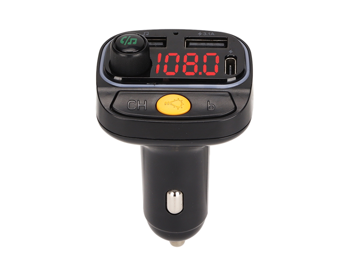Transmisor De Coche Fm Bluetooth 5.0 Con 2 Puertos Usb, Carga Rápida, Reproductor De Mp3, Luz Led Y Control Por Voz C15
