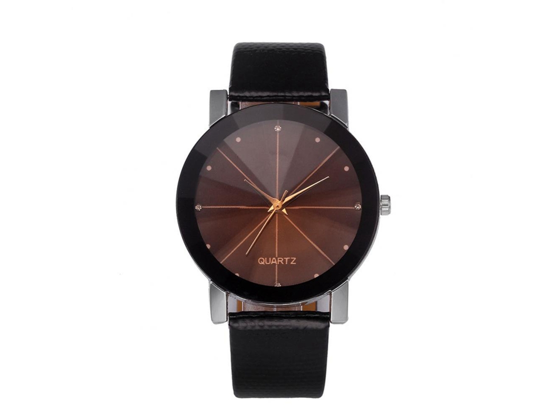 Reloj De Moda Con Correa De Cuero Pu Y Dial De Piedras Strass (marrón)