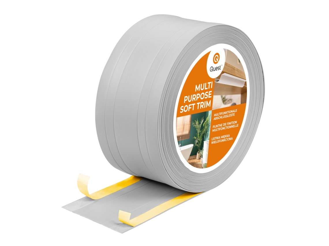 Zócalo de PVC W4 2 en 1, 1 x 110 mm, 25 m, autoadhesivo, para cubrir suelos y paredes, flexible, color Grigio Quest