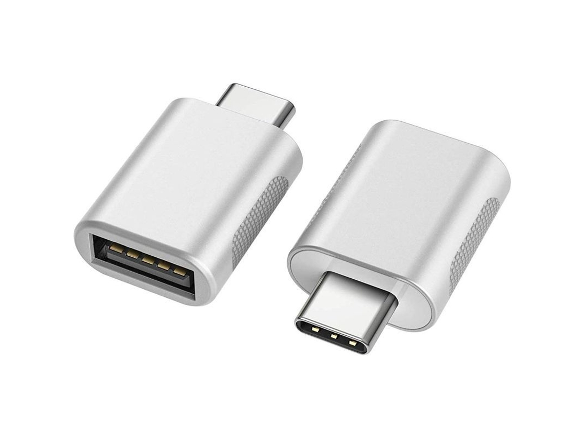 Adaptador Usb-c A Usb (paquete De 2) Para Macbook Pro, Ipad Pro Y Más (plateado)