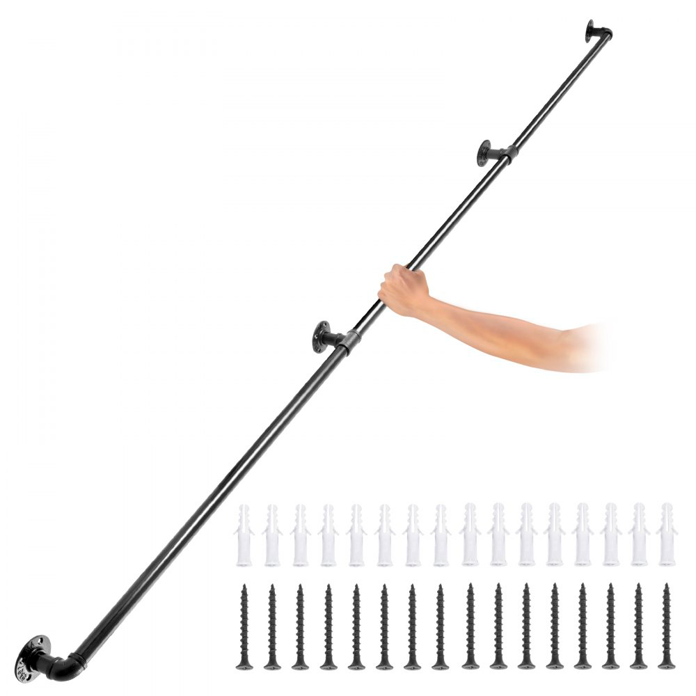 Pasamanos de tubo de acero retro Tekmaquinas de 270 cm con soportes para interior y exterior