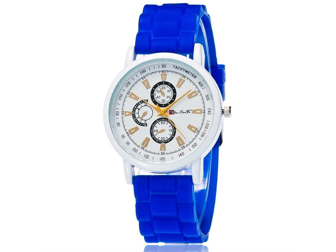 Reloj De Pulsera De Cuarzo Casual Y Moderno Para Mujer Zhoulianfa Con Correa De Silicona Azul.