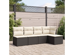 Conjunto de sofá de jardín de 5 piezas con cojines de mimbre sintético negro, Dkd Home Decor