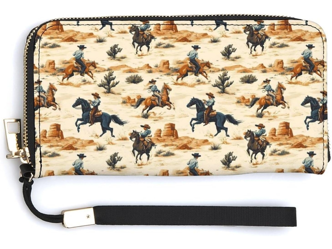 Cartera Cuero Con Cremallera Para Mujer Diseño Estampado