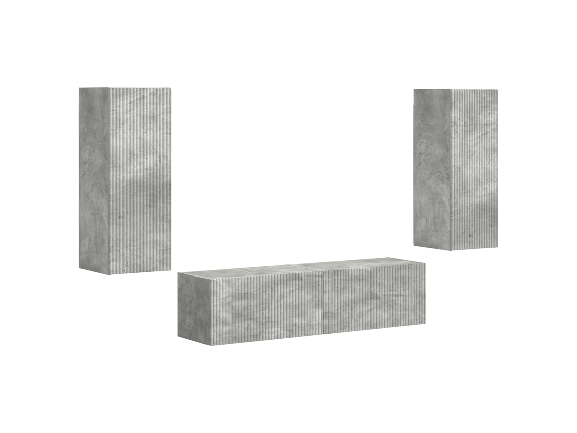 Conjunto de mueble de TV de 2 piezas, madera procesada gris, EXCLUSIVO DE LA CASA