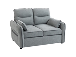 Sofá De 2 Plazas, Sofá De Salón De Terciopelo Egipcio, Incluye 2 Cojines, Bolsillo Lateral, 136 X 81 X 90 Cm, Gris.