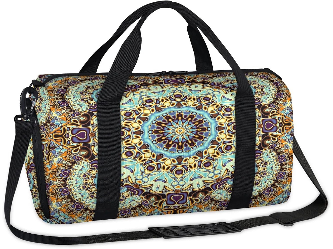 Bolso Deportivo Estampado Étnico Abstracto Mandala Bolso Fin Semana Mano Informal Gimnasio Viaje Equipaje P