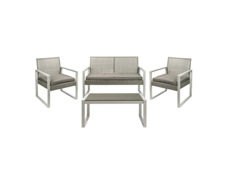 Juego de Muebles de Jardín NICEEY - Juego de 4 piezas - Gris/blanco