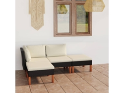 Conjunto de jardín de 4 piezas DKD Home Decor con cojines de mimbre negros