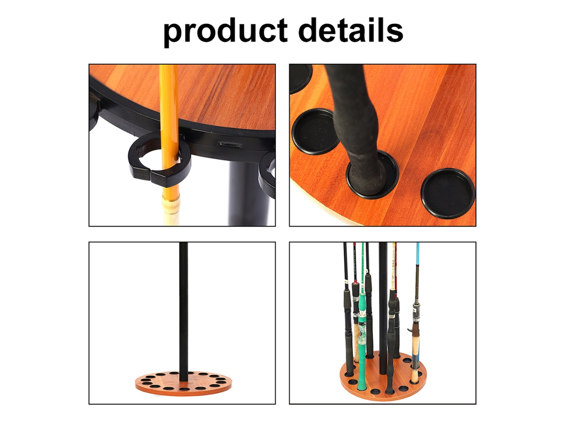 Soporte giratorio de madera para cañas de pescar