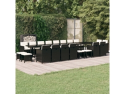 Conjunto 21 Piezas Jantar P/ Jardim C/ Almofadões Vime Pe Preto Dkd Home Decor