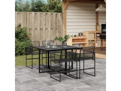 Juego de comedor de jardín DKD Home Decor de 10 piezas en mimbre negro
