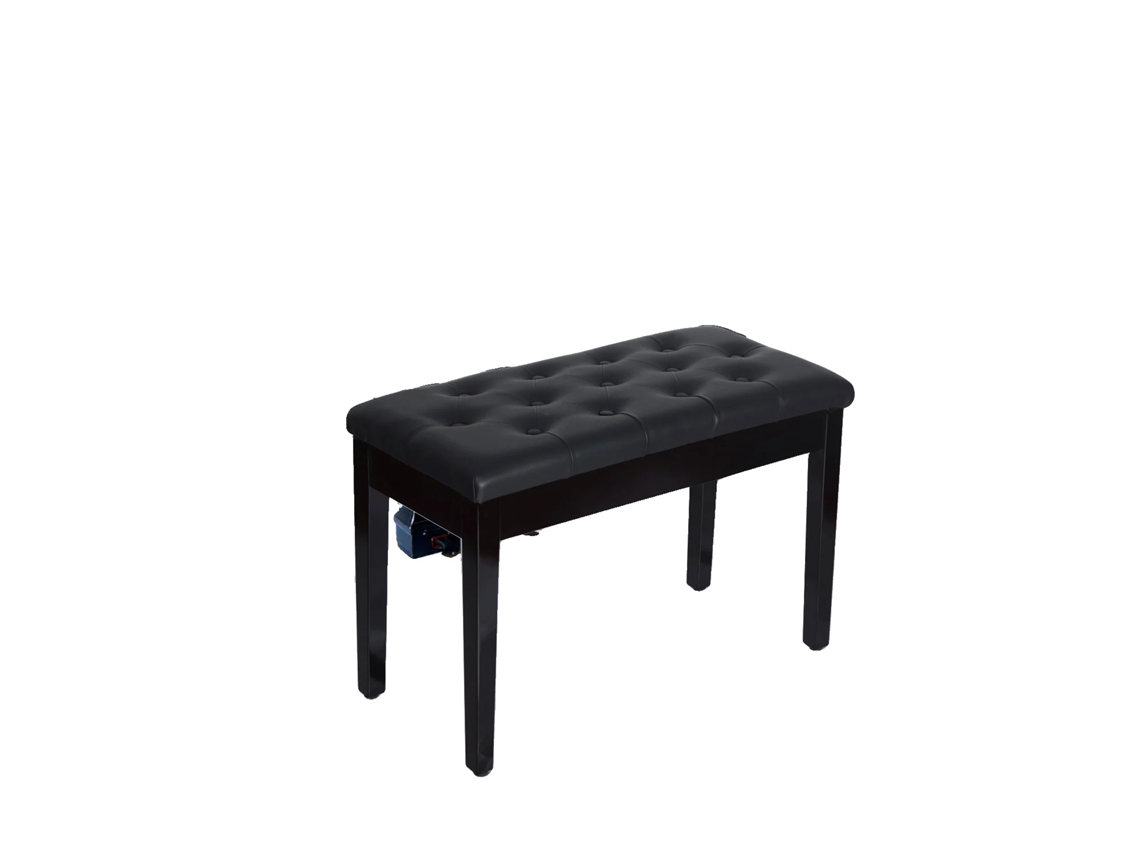 Banco para piano, dimensiones 76 cm x 36 cm x 50 cm, material de piel sintética, compartimento de almacenamiento, fácil montaje, uso versátil.