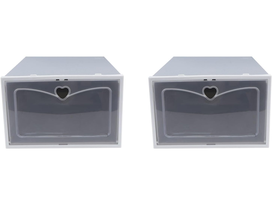 Juego 2 Cajas Zapatos Plástico Pp Capacidad Diseño Sencillo Cajón Deslizante Fácil Almacenamiento Práctico