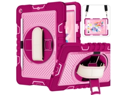 Xiaomi Pad 6 en rosa rojizo y rosa claro con correa para el hombro, soporte giratorio y funda para tableta. Yunzii