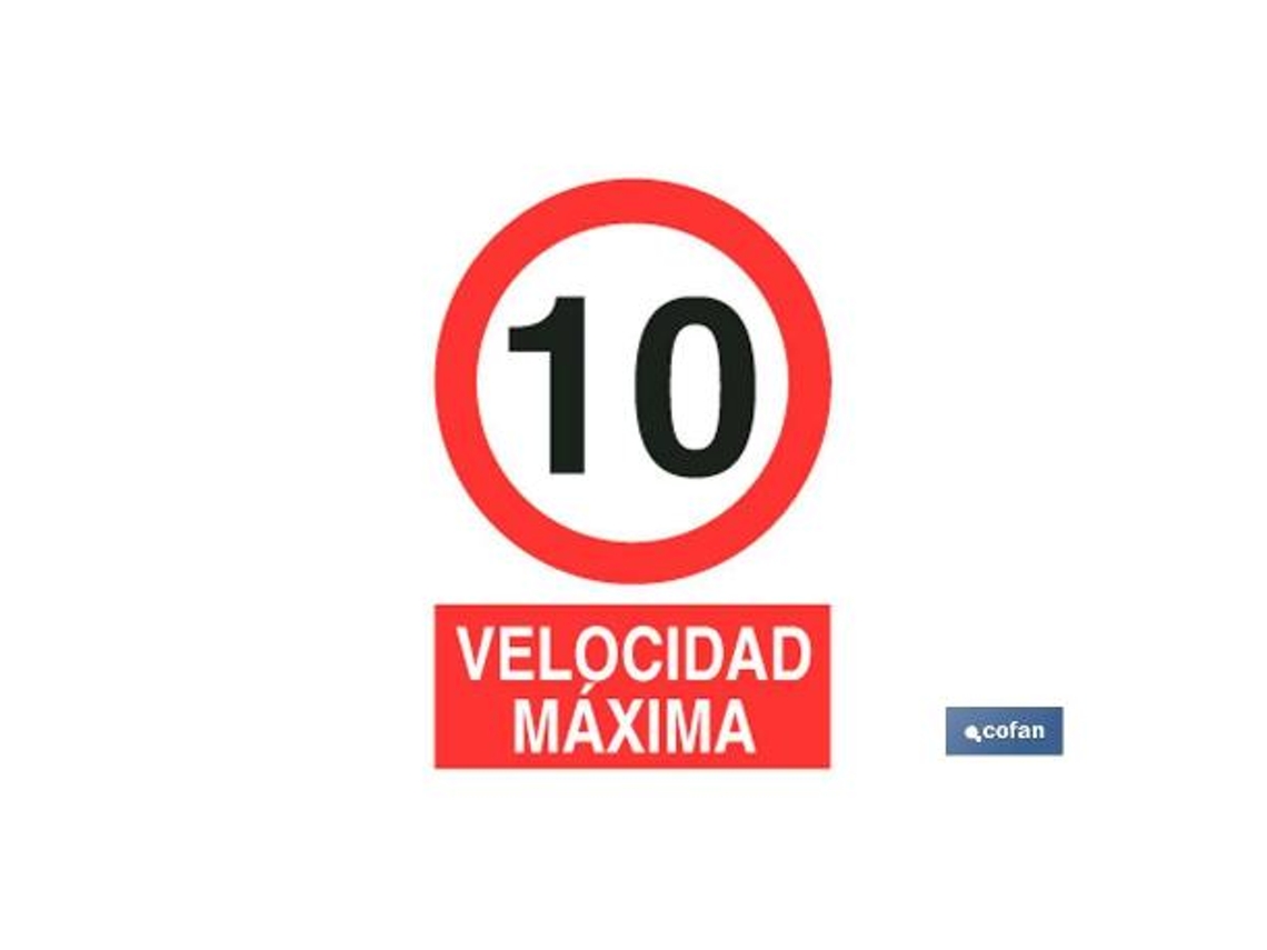 Señal poliestireno 210x148mm. velocidad 10 km