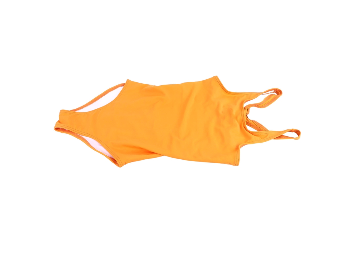 Traje de baño de una pieza naranja y amarillo, talla S