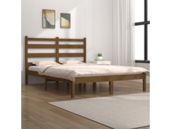 Estructura De Cama Madera Maciza De Pino Marrón Miel 200x200 Cm