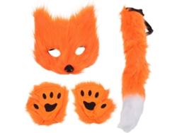 Fantasia Completa De Raposa Laranja Com Máscara E Cauda. Design Realista Para Halloween, Carnaval E Cosplay. Vestível.