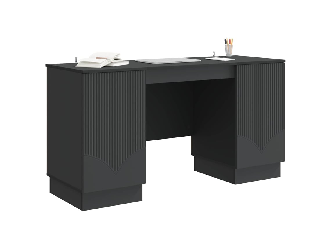 Maison Exclusive - Mesa con puerta, negra, 142,5 x 50 x 75 cm, derivados de madera
