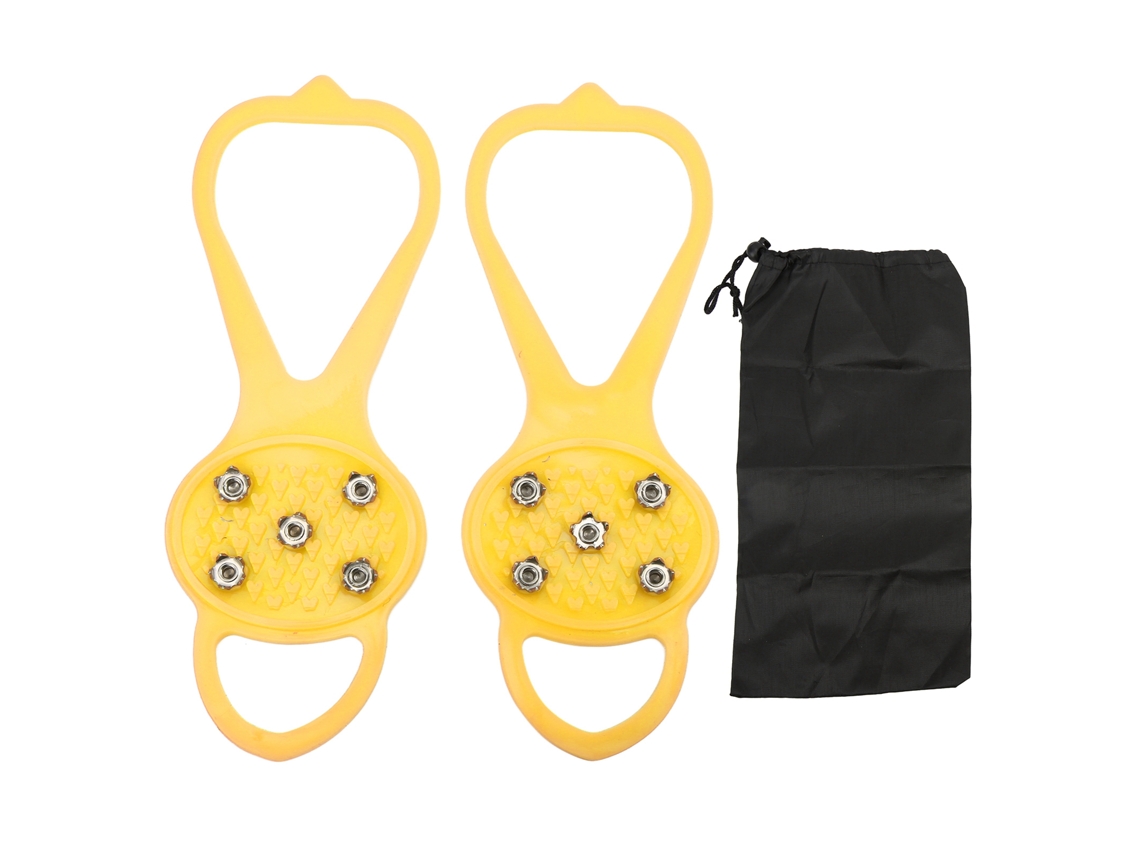 Garras Antideslizantes De 5 Dientes Para Hielo Con Gran Soporte, Material Duradero, Cubrezapatillas De Escalada De Invierno, Talla M (35-41), Amarillo