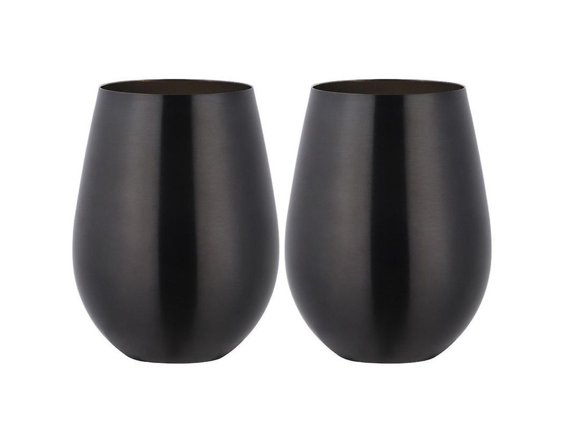 2026-16262-vasos De Vino Inoxidable Sin Tallo, Taza Portátil Al Aire Libre, Set De 2 Vasos Metálicos Gre Negro
