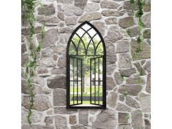 Espejo de jardín para exterior, hierro, 100 x 45 cm, color negro, Lovely Home
