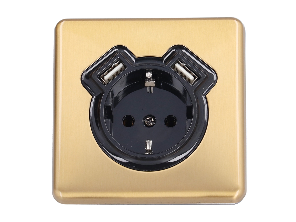 Enchufe De Pared Europeo Retro De Bronce Con Doble Puerto Usb, Ignífugo, Para Dormitorio/cocina.
