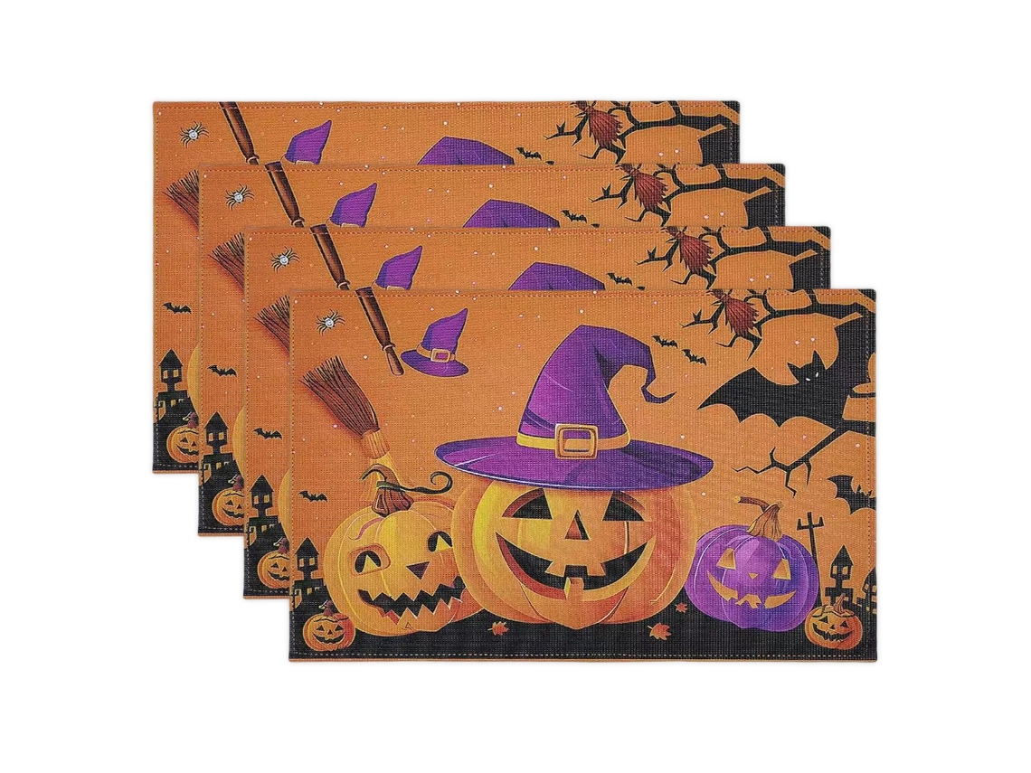 Juego de 4 manteles individuales de Halloween, de plástico