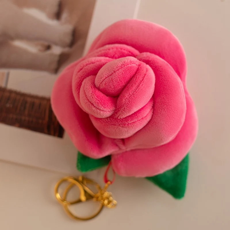 (rosa, 18cm) Miniatura De Rosa De Pelúcia Delicada, Chaveiro Fofo