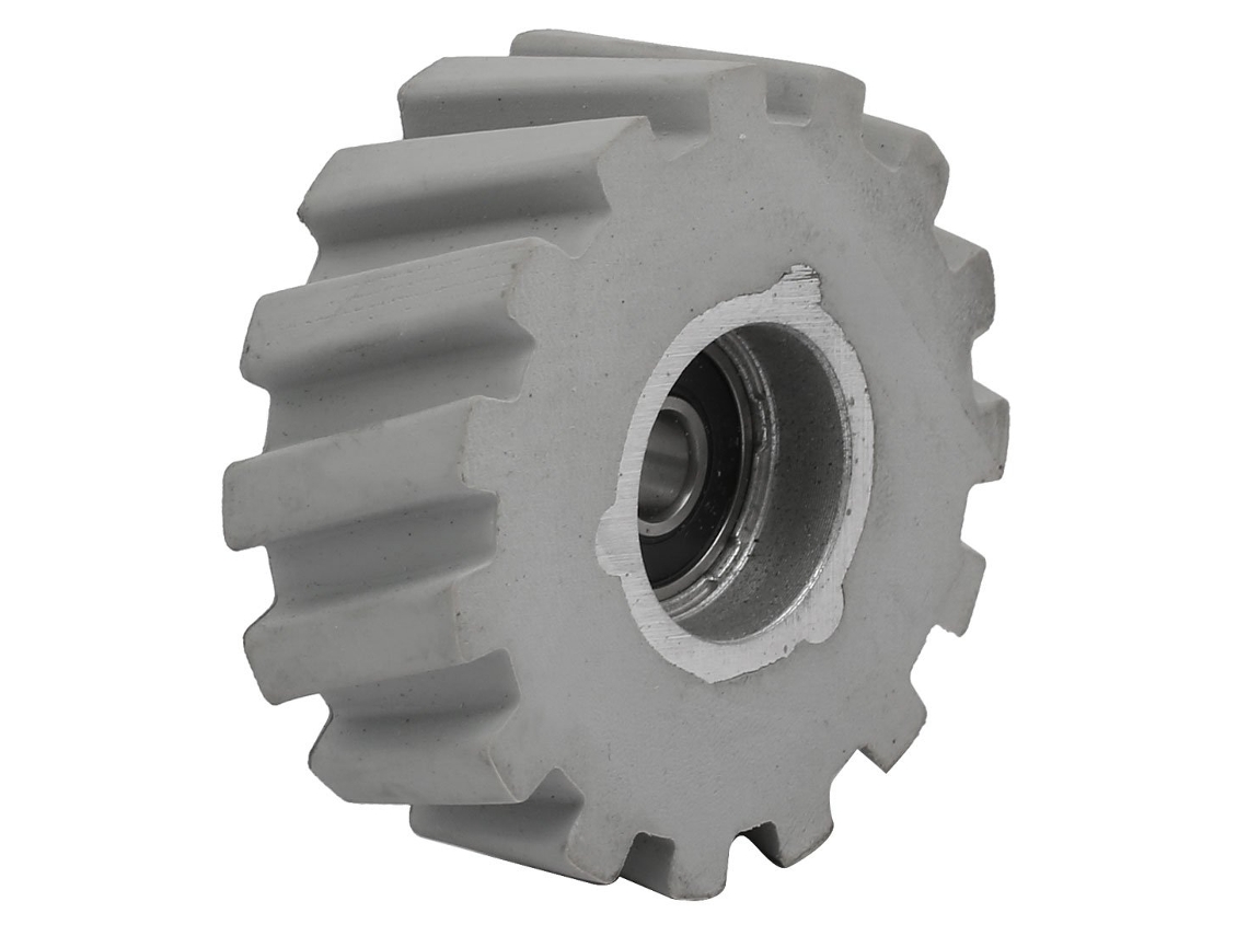 Polea de rodillos con montaje de rodamiento, caucho, acero, 65 mm x 8 mm x 25 mm, gris, CHABERLU