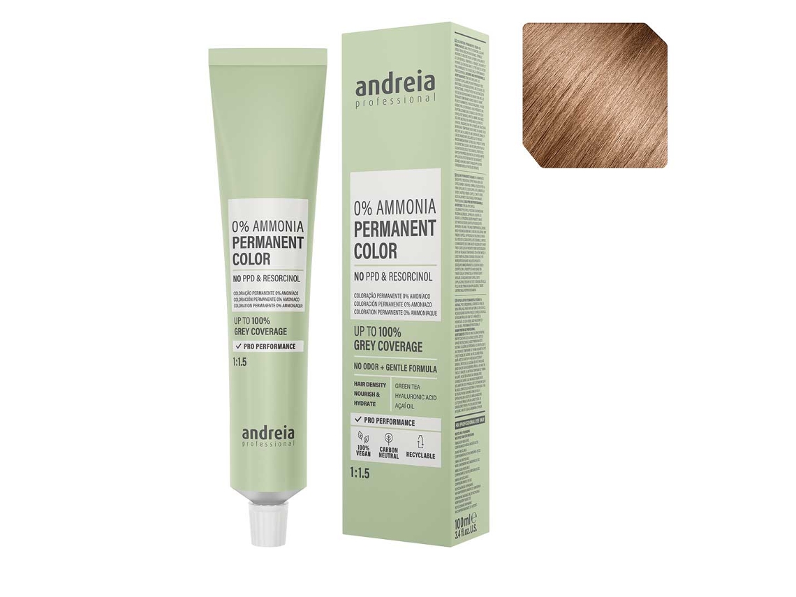 Coloración Permanente Vegana 0% Amoniaco Nº 8.3 100Ml ANDREIA