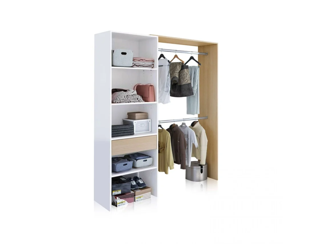 Armario Vestidor Blanco Artik (Blanco Mate) - Roble Canadian x 187 x 40cm cm