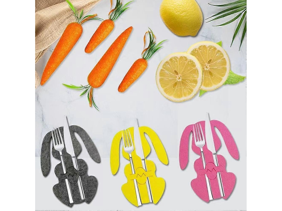 Bolsas para cubiertos con forma de conejito de Pascua, decoración de bolsas para cubiertos, portacubiertos, Nostalgia88
