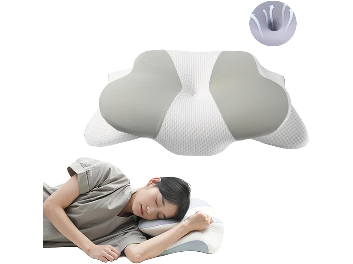 Almohada Cervical Ergonómica De Espuma Viscoelástica Cómoda Y Transpirable Alivia El Dolor De Cuello (gris Claro) Cuich