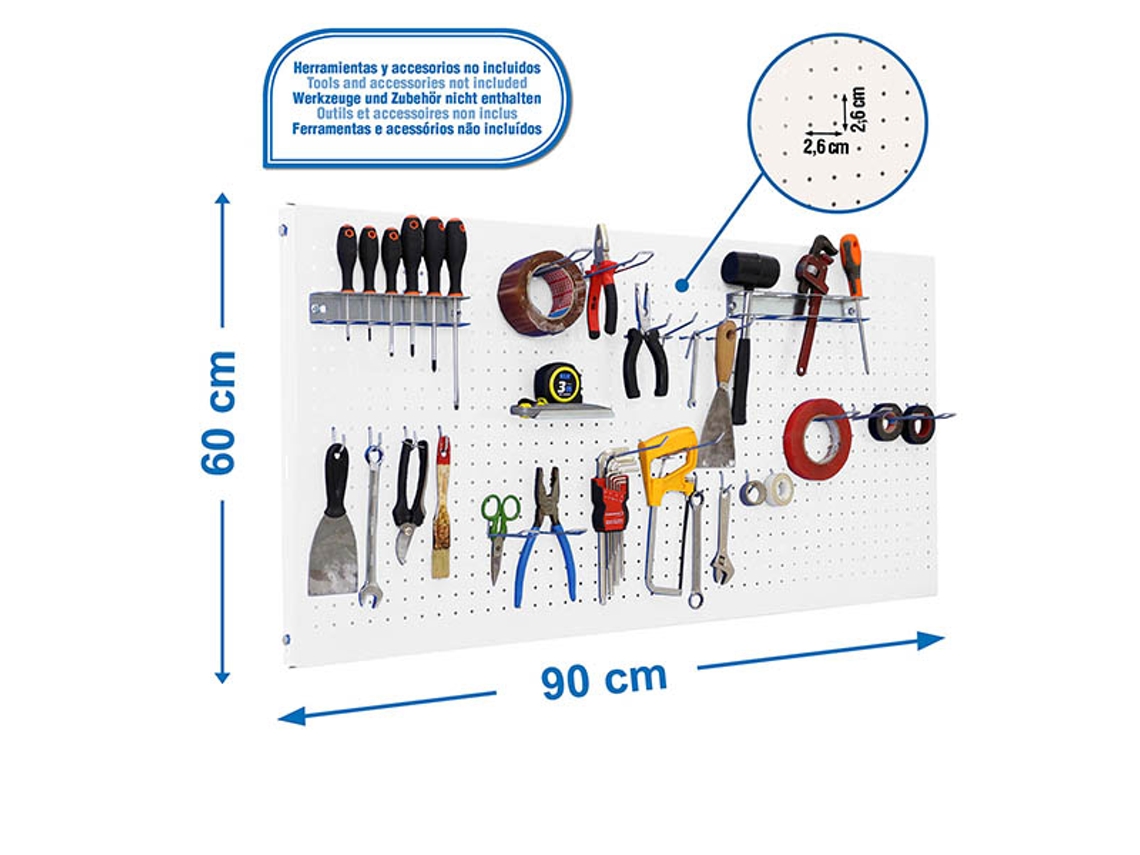 Painel PANELCLICK 900x600 BRANCO + 22 HOOK + 3 ACCE SIMONRACK
