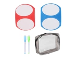 Rebe-set De 2 Dados Borráveis Escrever E Apagar Blocos Em Branco Para Crianças Azul E Vermelho Material Educativo