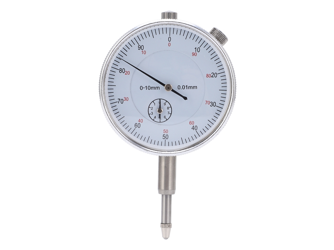 Indicador de reloj mecánico de alta precisión con punta de medición para instrumentos de 0 a 10 mm.