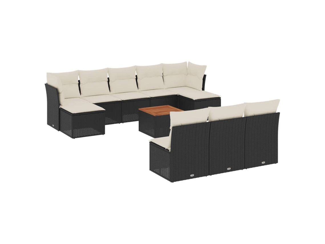 Maison Exclusive - Set De Sofás De Jardín 11 Pzas Y Cojines Ratán Sintético Negro