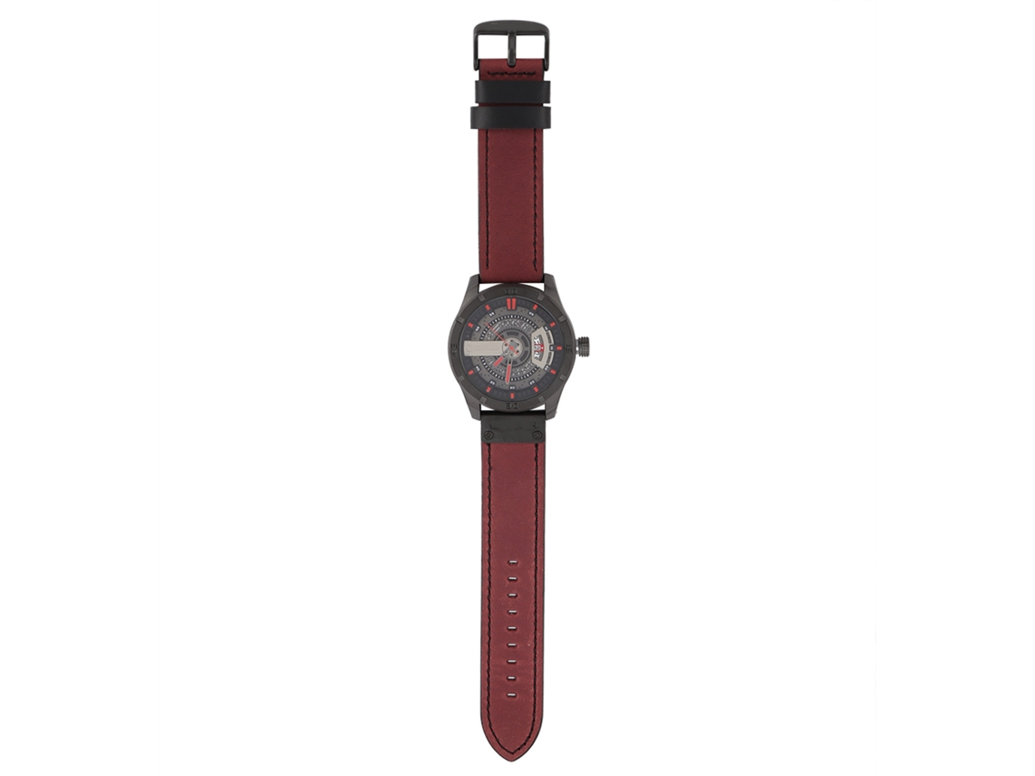 Reloj Analógico De Cuarzo Para Hombre Con Correa Ajustable De Pu Y Función De Fecha (rojo)