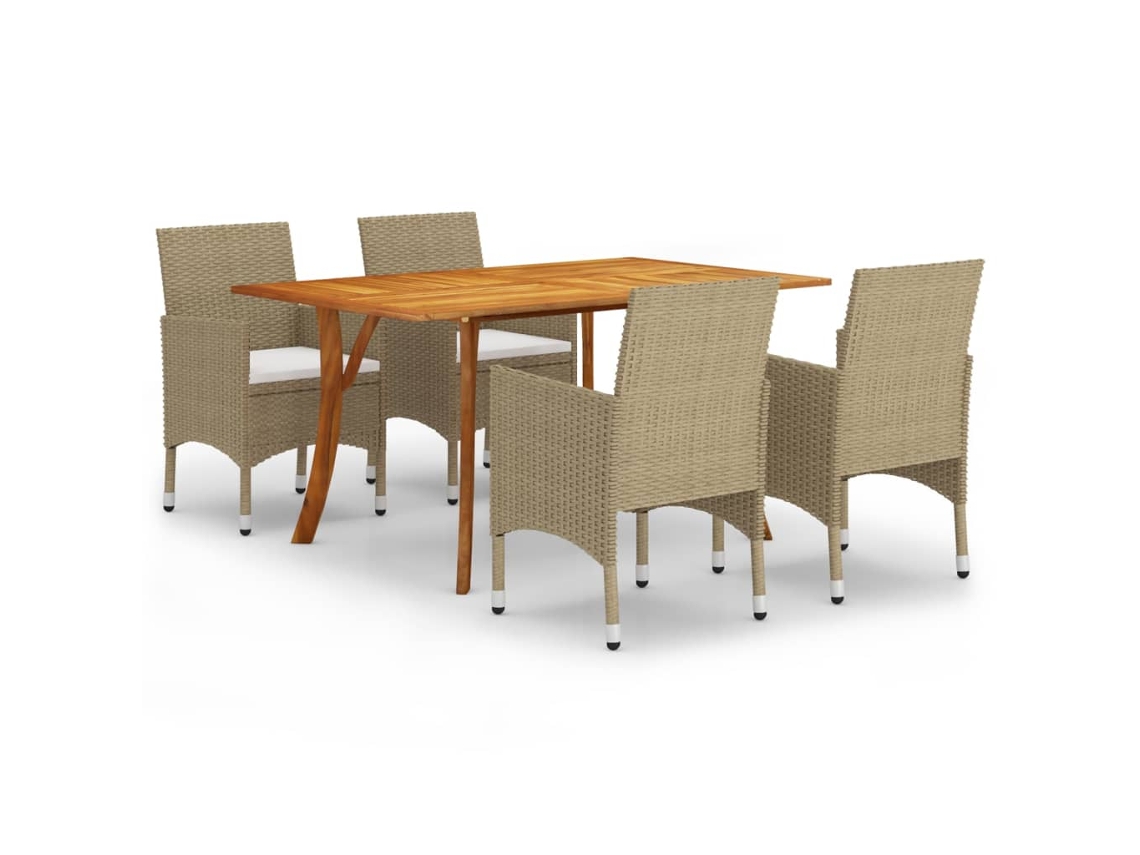 vidaXL Juego de comedor de jardín de 5 piezas beige