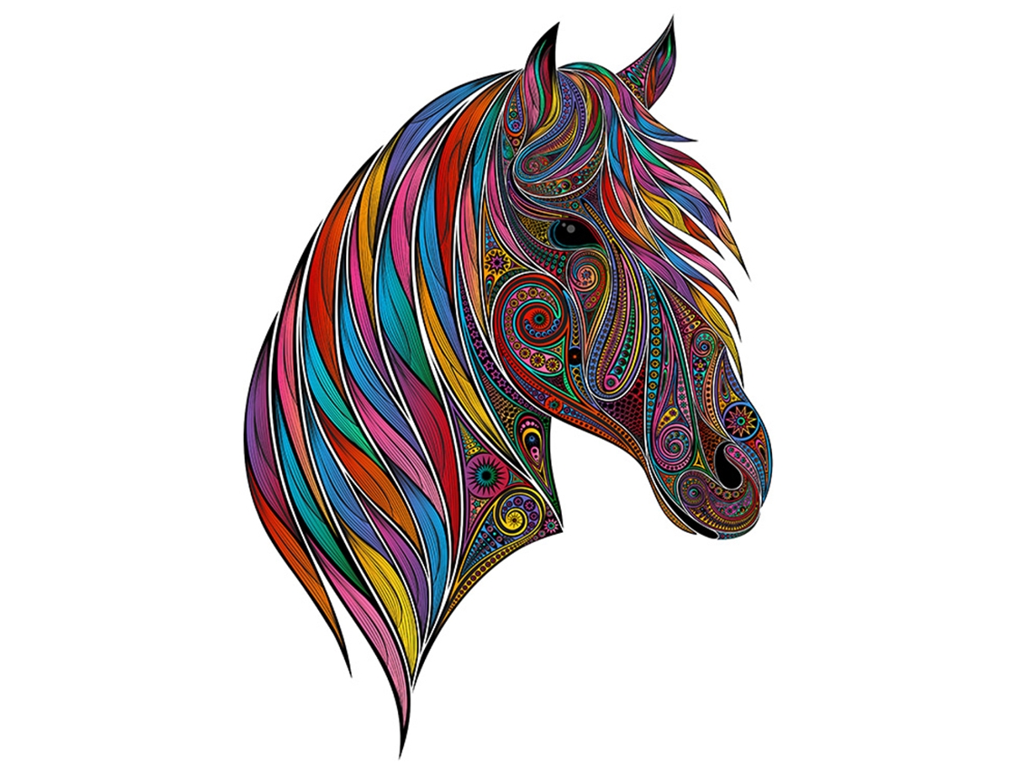 Quebra-cabeça De Madeira Em Forma De Animal Irregular Montado Plano Diy A5-cavalo