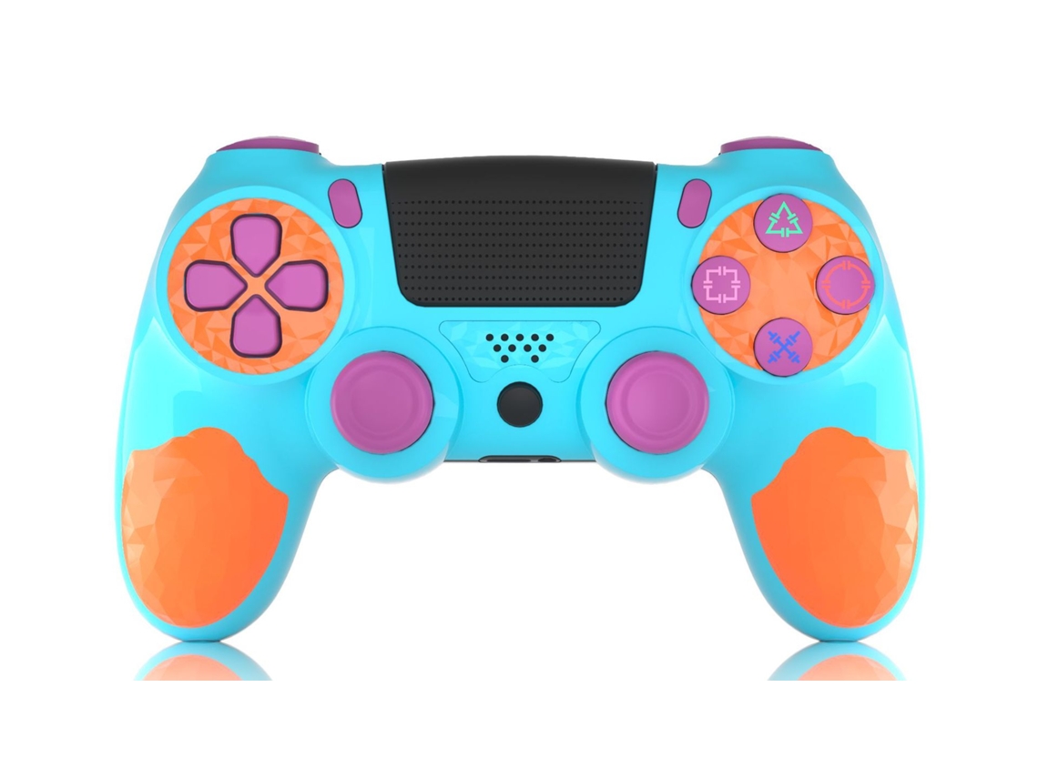 Controlador inalámbrico compatible con PS4/PS4 Slim/PS4 Pro con sensor de movimiento de 6 ejes/conector de audio de 3,5 mm, Mora azul