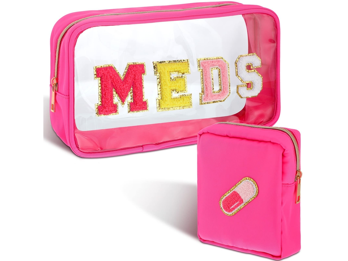 Neceser transparente de PVC con letras, 2 unidades, rosa, rosa, chrui