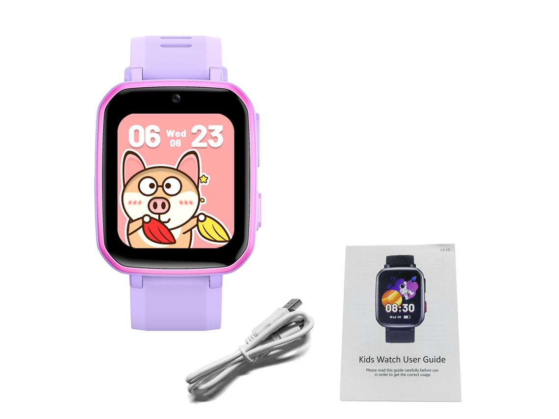 Reloj Inteligente Para Niños Con Dial Personalizado, Juegos, Podómetro Y Cámara. Regalo Para Niños Y Niñas. Morado