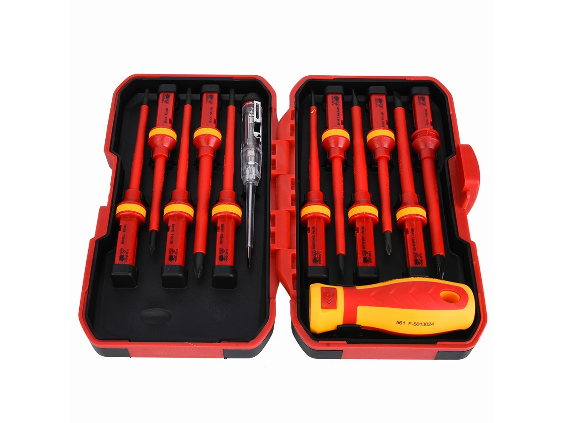 Kit de 13 destornilladores aislados con mango de plástico, herramienta de reparación eléctrica para electricistas.