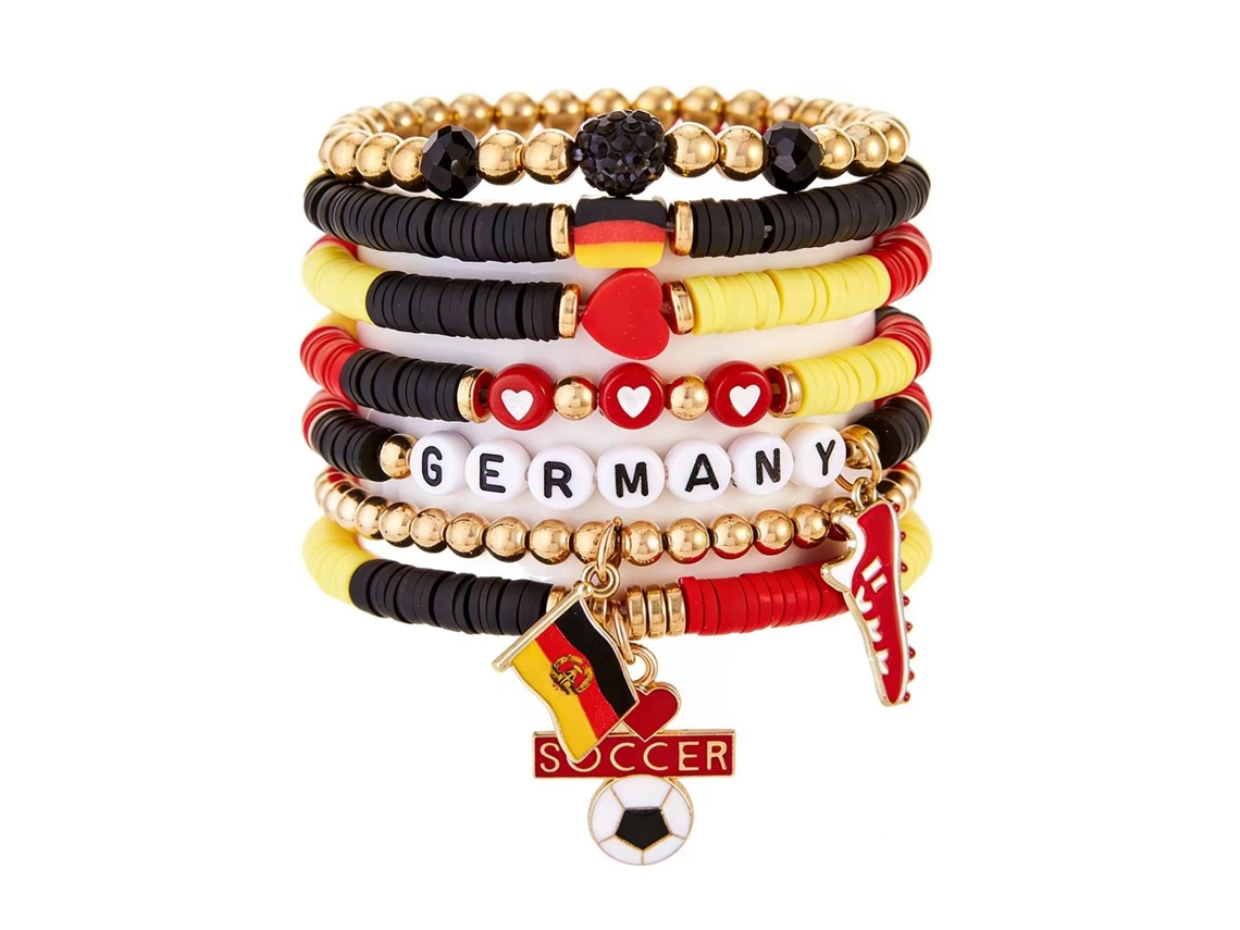Set Pulseras Elásticas Apilables Mujer Fútbol 2026, Dijes Deportivos, Accesorios Hincha Y Pulseras Amistad