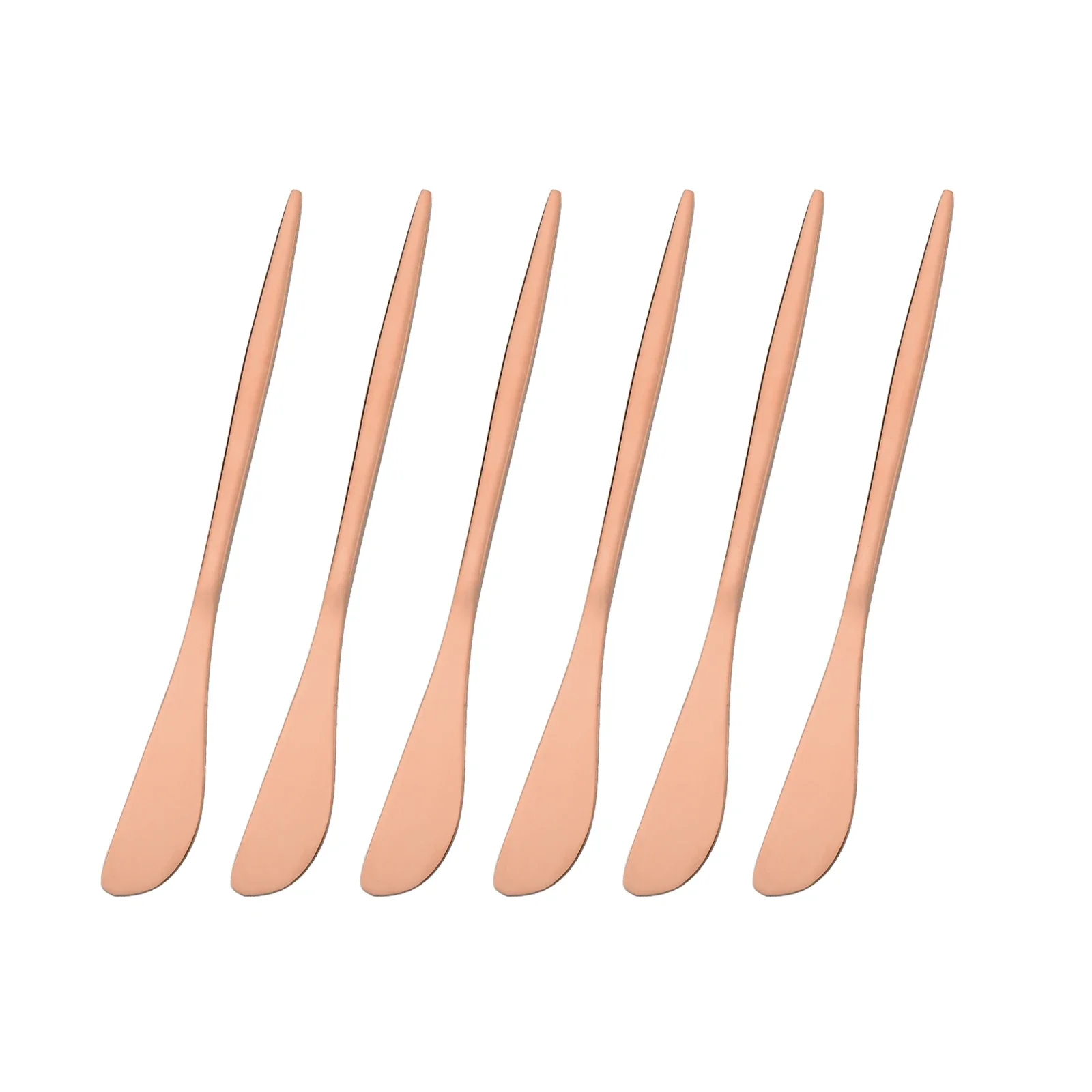(Oro rosa, juego de 6 piezas) Cuchillo para mantequilla, cortador de queso, acero inoxidable, utensilios de cocina